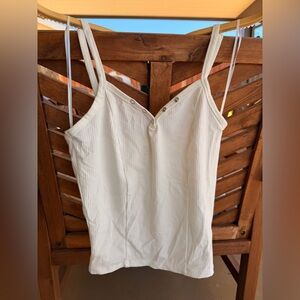 Love Tree Snap Button-Up Cami Tank Top Women’s White